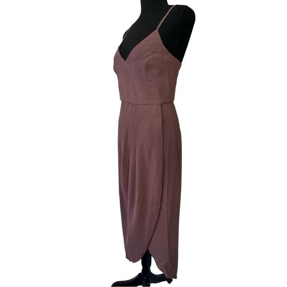 Lulus Reinette NWT New Mauve Midi Dress size M medium Faux wrap Spaghetti Strap - Picture 6 of 11